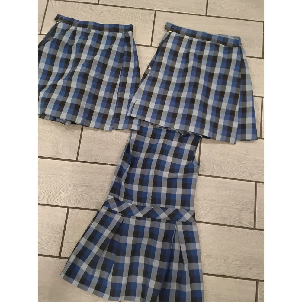 Dennis Uniform Blue Black Plaid School Uniform Set Jumper Dress & 2 Skorts J5 J7